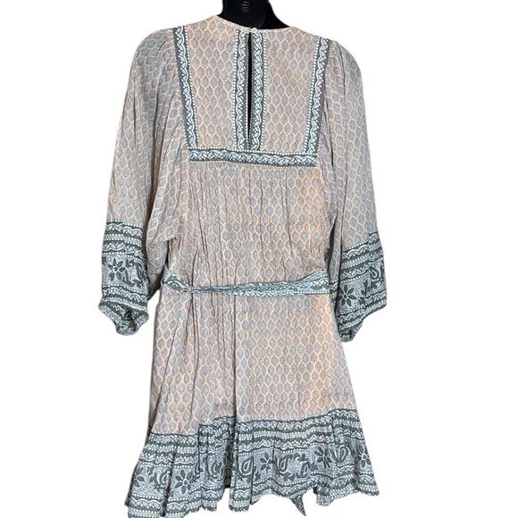 Cleobella women’s large Magdalena mini dress floral bohemian light coral grey - Picture 6 of 8